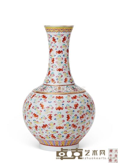 清光绪 粉彩百蝠赏瓶 高39.1cm
