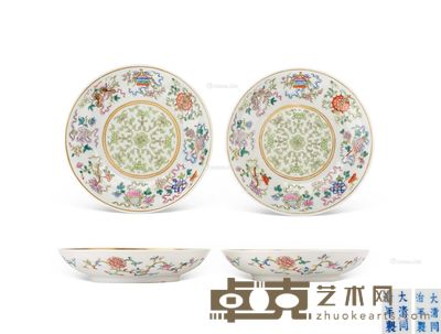 清同治 粉彩八宝吉祥纹盘 (一对) 直径15cm×2
