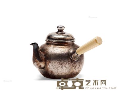 日式锦绫堂纯银茶壶 高17cm