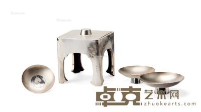 日式熙光制纯银杯 （四件） 直径13.5cm；直径10.5cm；直径12cm