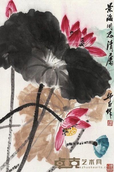 娄师白 荷塘 68×45cm