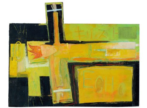 奈良美智 1987年作 基督1号 压克力 彩色铅笔 木板