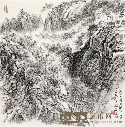 张仃 燕山小景图 70×68.5cm