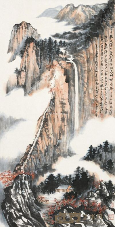 慕凌飞 临张大千《华岳高秋图》 133×67cm