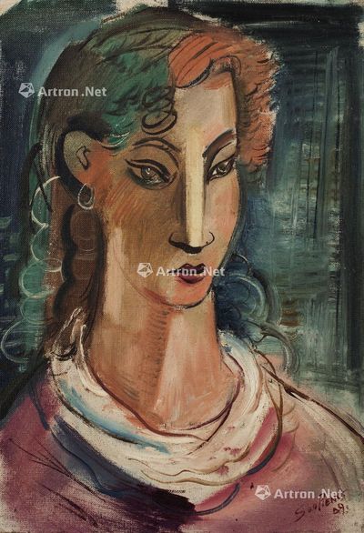 钟泗滨 女子肖像 油画画布