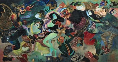 亨德拉·古拿温 摩诃婆罗多：班度的骰子 油画画布