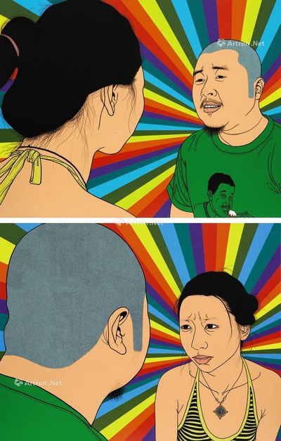 陈飞 2007至2011年作 电视剧及电视剧1号 （两张作品） 压克力画布