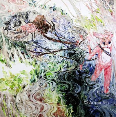 笠井麻衣子 2015年作 渡江 油画画布
