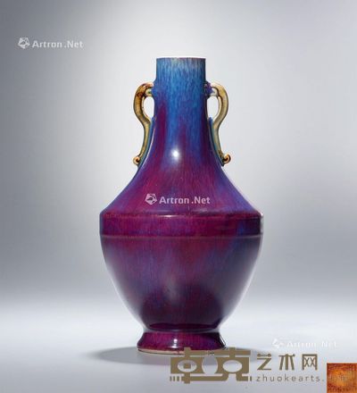 清乾隆 窑变釉双耳瓶 高21.3cm