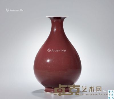 清咸丰 霁红釉玉壶春瓶 高29.7cm