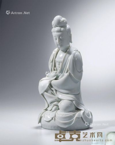 清 德化窑白瓷观音坐像 高24.5cm
