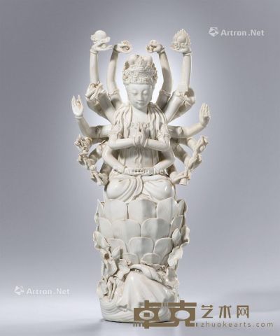 清 德化窑白瓷千手观音坐像 高40.4cm