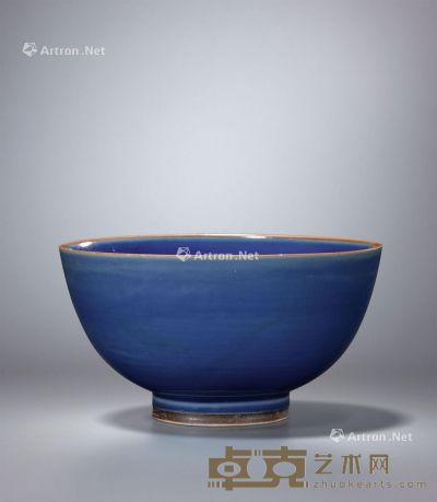 明晚期 蓝釉敦式碗 直径18.7cm