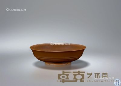 清康熙 紫金釉弦纹浅碗 直径17cm