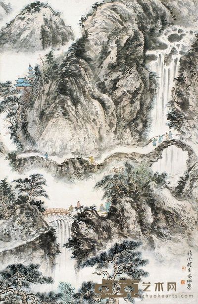 冯湘碧 山水人物 83×55cm