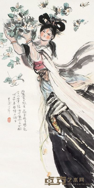 程十发 仕女 137×68cm