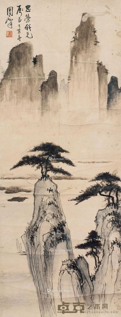 周一峰 山水 79×26cm