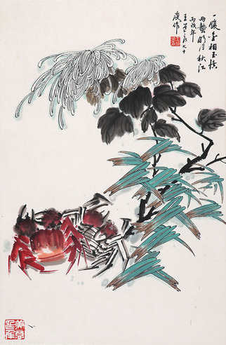 王道良 菊蟹图