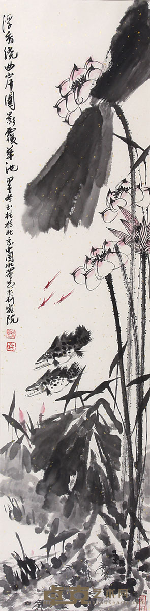 吴玉柱 荷花 136×33cm