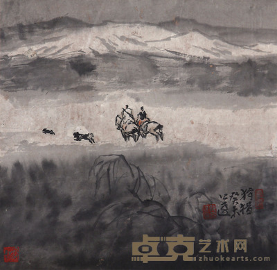 郭公达 狩猎 34×33cm
