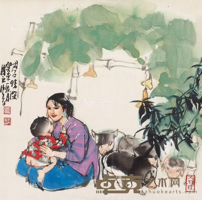 史国良 母子情深 38×38cm