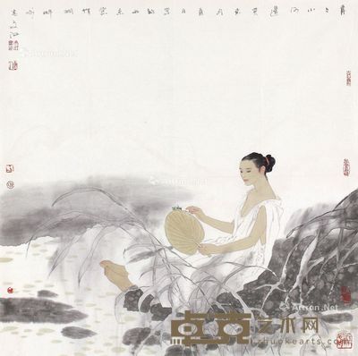 于文江 青青小河边 69×69cm