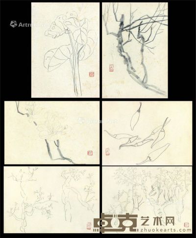 陈子庄 素描写生稿之一 21×15cm×6