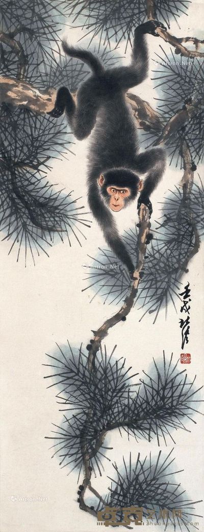 周北溪 墨猴 34.5×89cm