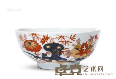 清乾隆 青花矾红描金花卉纹大碗 直径23.5cm