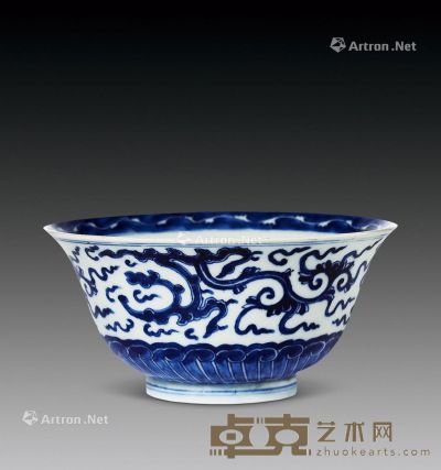 清雍正 青花螭龙碗 直径17.5cm