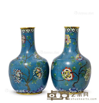 清 掐丝珐琅花卉纹瓶 高25.5cm