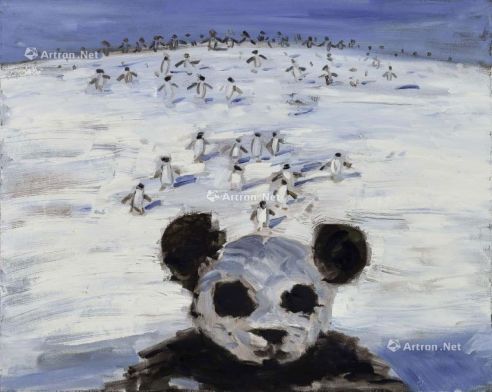 王兴伟 2005 年作 无题（ 熊猫与企鹅） 油彩 画布