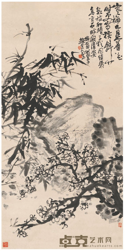 赵云壑 眉寿双清图 110.5×54.5cm