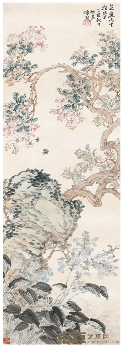 陈摩  玉簪春信图 113.5×39cm