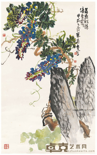 曹简楼 紫藤花图 96.5×59.5cm