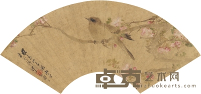 沙馥 杏花小鸟图 51.5×18.5cm