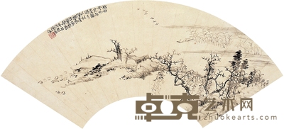 陈浚 溪山雁归图 50×17cm