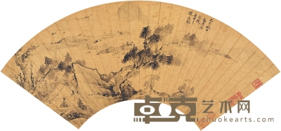 杨文骢 湖山读书图 47×16.5cm
