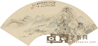 汤贻汾  溪山滴翠图 55.5×19.5cm