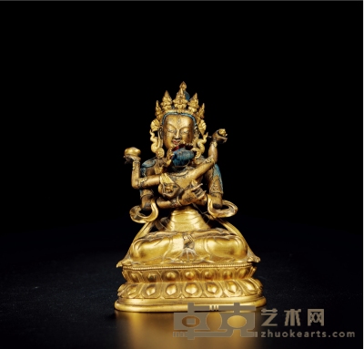 清乾隆·铜鎏金上乐金刚坐像 高：17cm