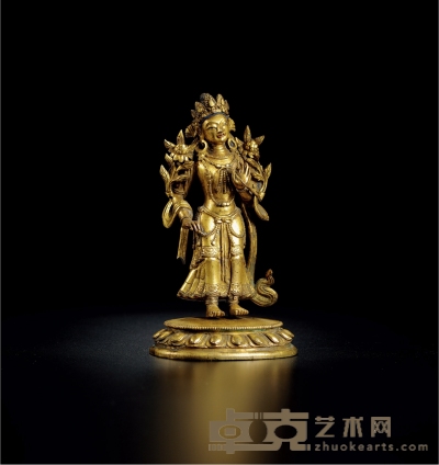清中期·铜鎏金弥勒立像 高：15cm