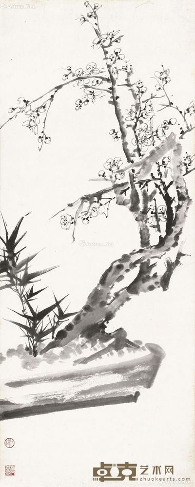唐云 墨梅 103×41cm