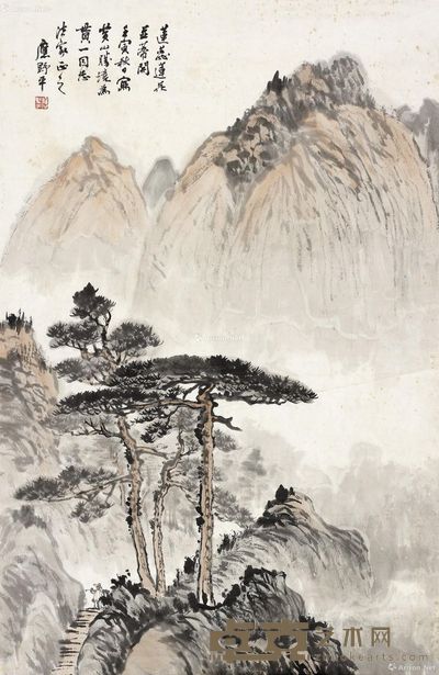 应野平 莲蕊莲花并蒂开 70×46cm