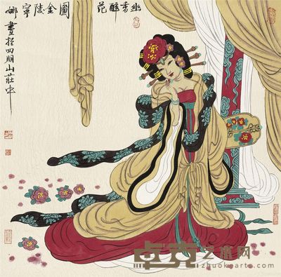 胡宁娜 幽香醉花图 66×66cm