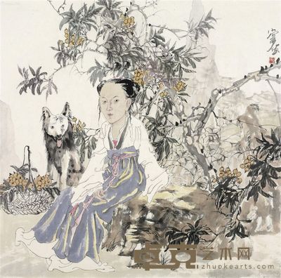 尚可 仕女 66×65cm?