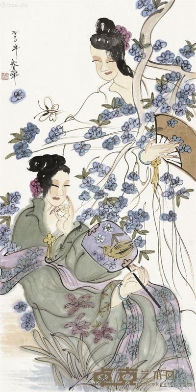 杨春华 仕女图 136×68cm?