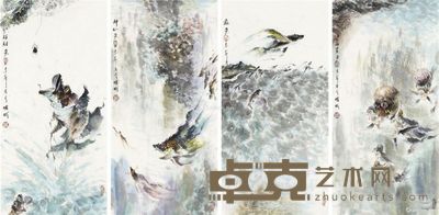 张传斌 海洋鱼四幅 68×34cm×4
