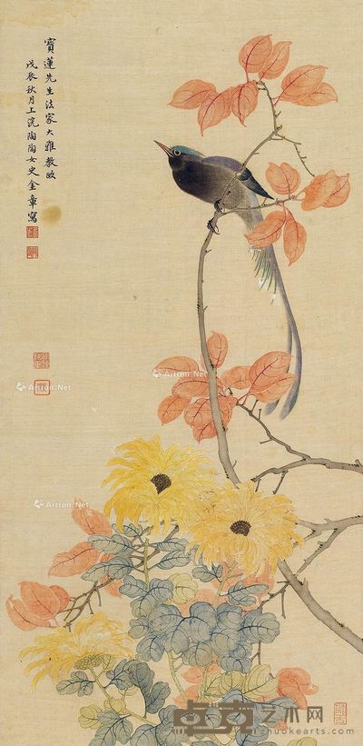 金章 花鸟 79×39cm