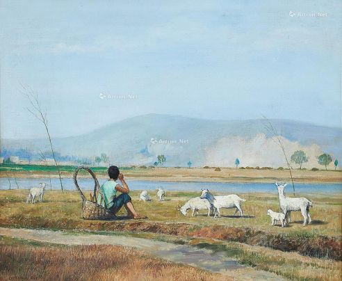 牧羊 油画