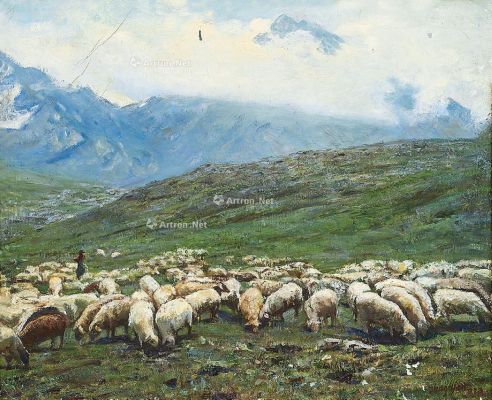 苏北牧羊 油画
